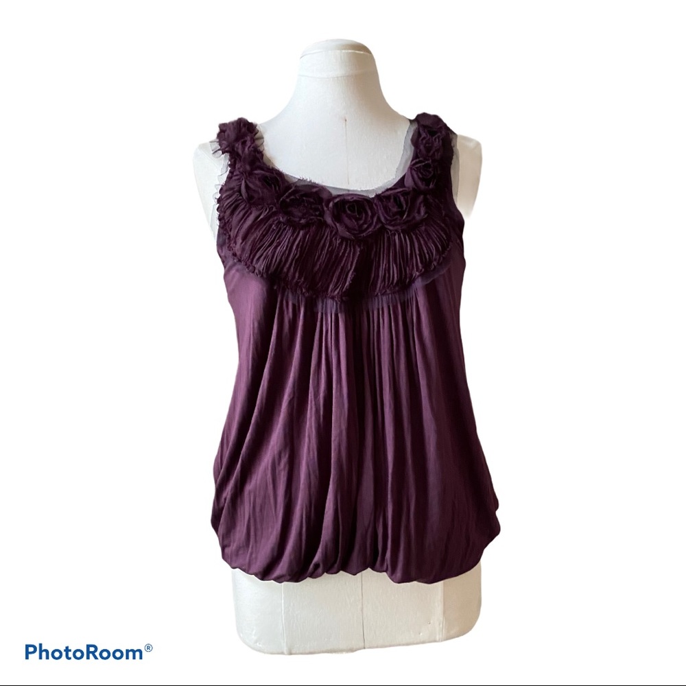 Kimchi Blue Purple Tank with Bubble Hem & Ruching